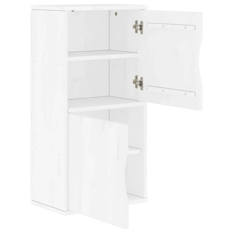 Armoire latérale classique pour petit espace 40 x 24 x 79 cm avec grand rangement ambiance rustique en bois blanc 02_0058039