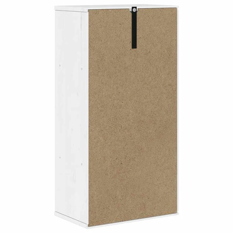 Armoire latérale classique pour petit espace 40 x 24 x 79 cm avec grand rangement ambiance rustique en bois blanc 02_0058039