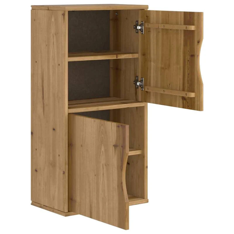 Armoire latérale classique rustique 40 x 24 x 79 cm grand espace de rangement ambiance cosy en bois massif miel 02_0058038