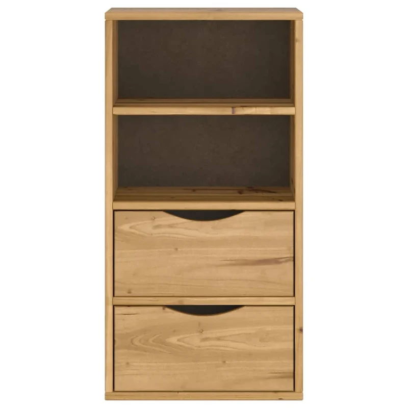 Armoire latérale vintage avec 2 tiroirs et 2 étagères 40 x 24 x 79 cm en bois massif pin 02_0058040