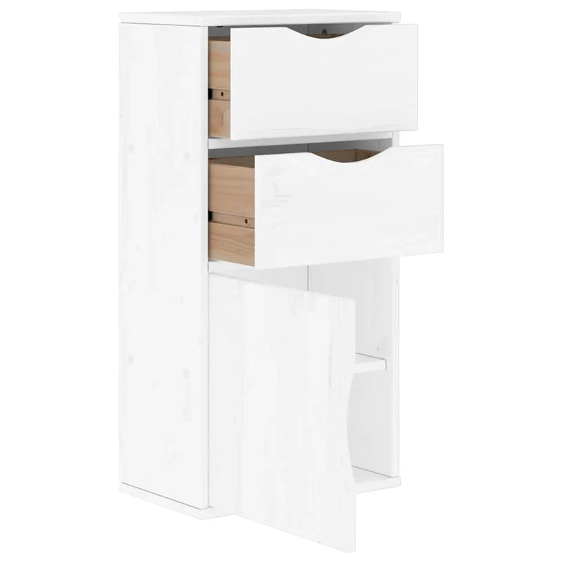 Armoire latérale en bois massif pin 40 x 24 x 79 cm grand espace de rangement style rustique en bois blanc 02_0058045