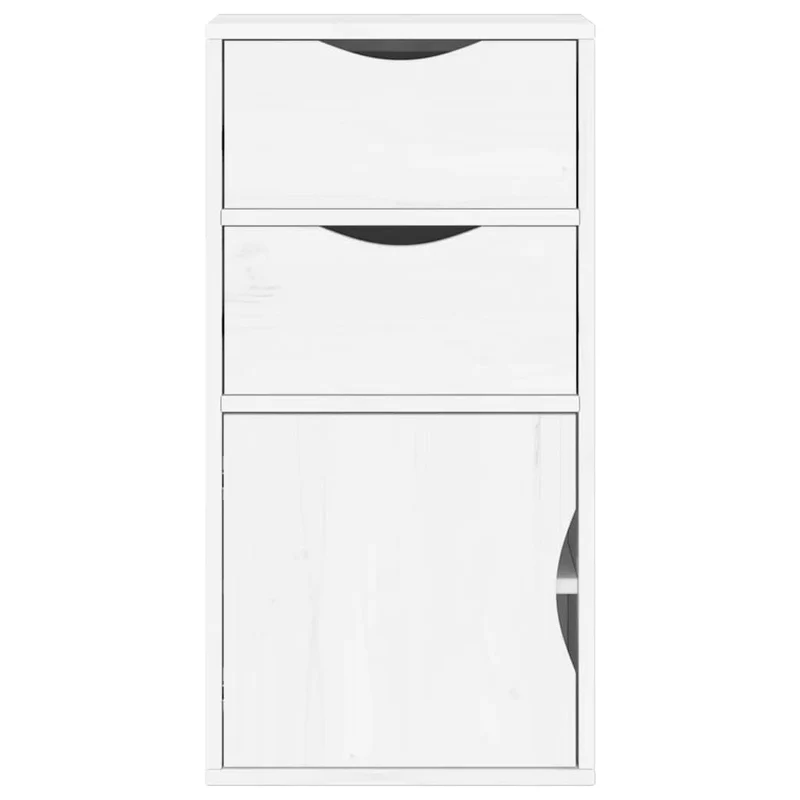 Armoire latérale en bois massif pin 40 x 24 x 79 cm grand espace de rangement style rustique en bois blanc 02_0058045
