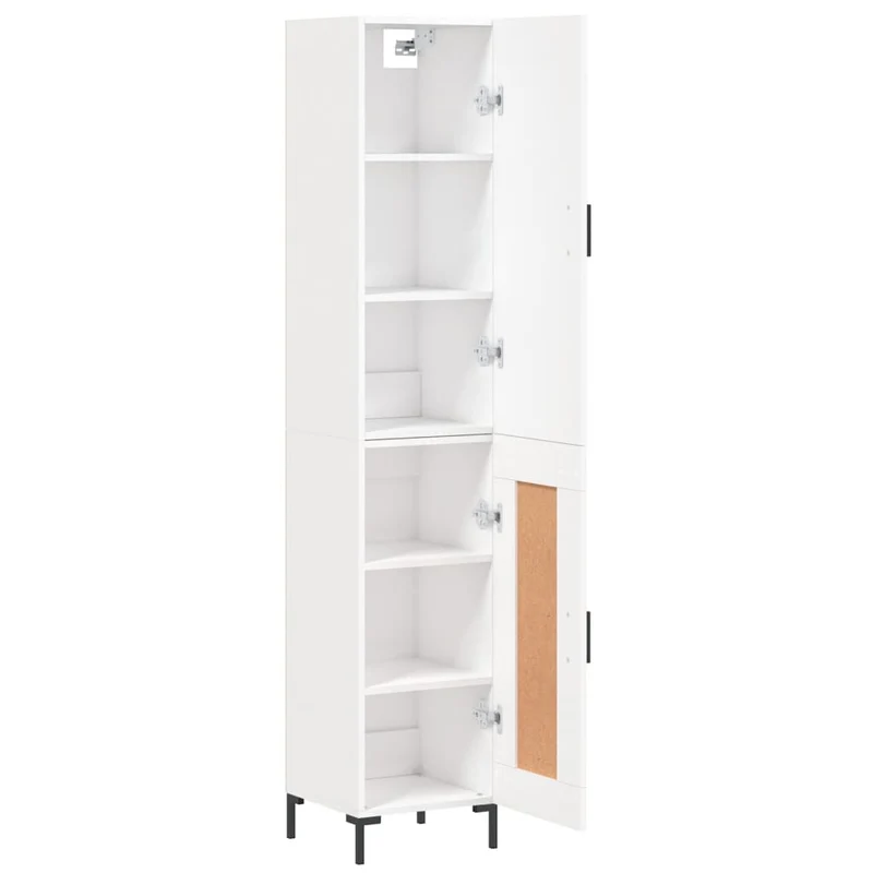 Buffet bahut commode armoire meuble de rangement organisateur cuisine salle de séjour salon haut 34,5 x 34 x 180 cm bois d'ingénierie blanc 02_0032415