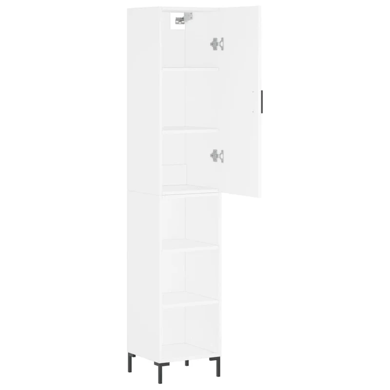 Buffet bahut commode armoire meuble de rangement organisateur cuisine salle de séjour salon haut 34,5 x 34 x 180 cm bois d'ingénierie blanc 02_0032367