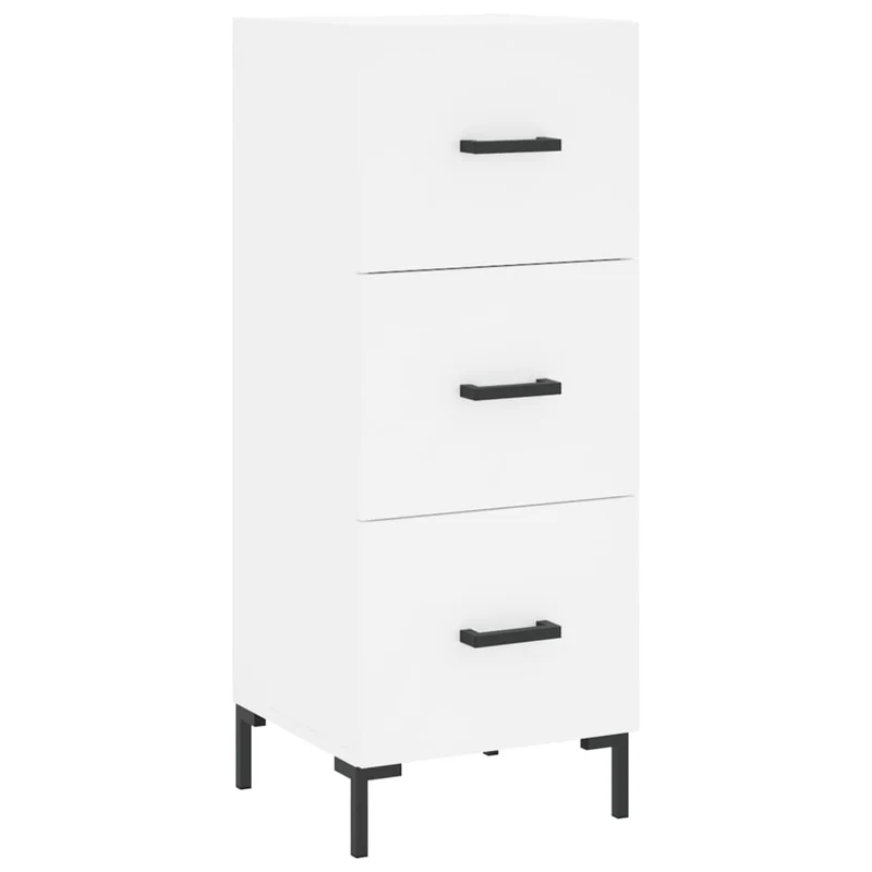 Buffet bahut commode armoire meuble de rangement organisateur cuisine salle de séjour salon haut 34,5 x 34 x 180 cm bois d'ingénierie blanc 02_0032330