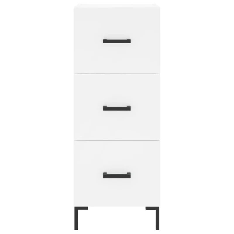 Buffet bahut commode armoire meuble de rangement organisateur cuisine salle de séjour salon haut 34,5 x 34 x 180 cm bois d'ingénierie blanc 02_0032330