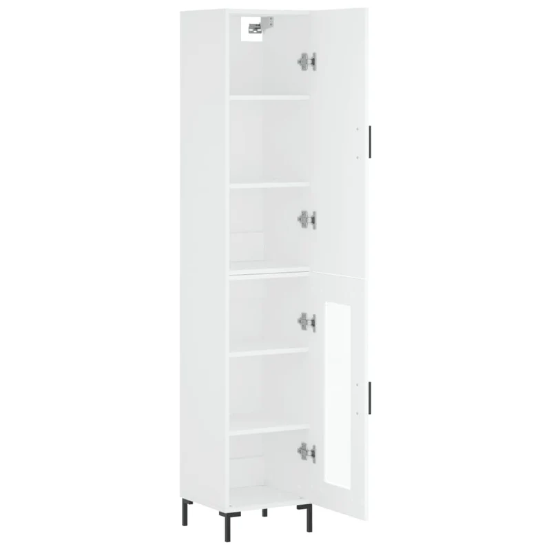 Buffet bahut commode armoire meuble de rangement organisateur cuisine salle de séjour salon haut 34,5 x 34 x 180 cm bois d'ingénierie blanc 02_0032368