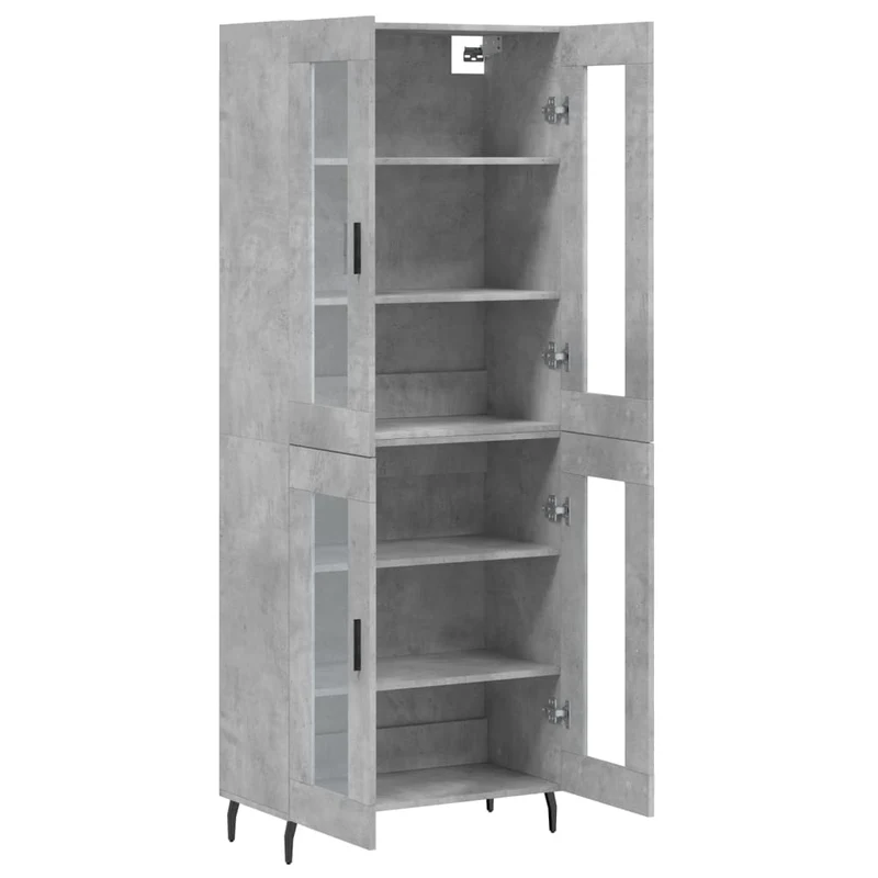 Buffet bahut commode armoire meuble de rangement organisateur cuisine salle de séjour salon haut 69,5 x 34 x 180 cm bois d'ingénierie gris 02_0034698