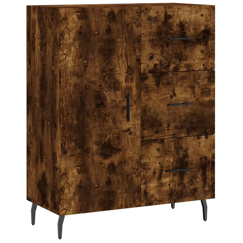 Buffet bahut commode armoire meuble de rangement organisateur cuisine salle de séjour salon haut 69,5 x 34 x 180 cm bois d'ingénierie marron 02_0033540