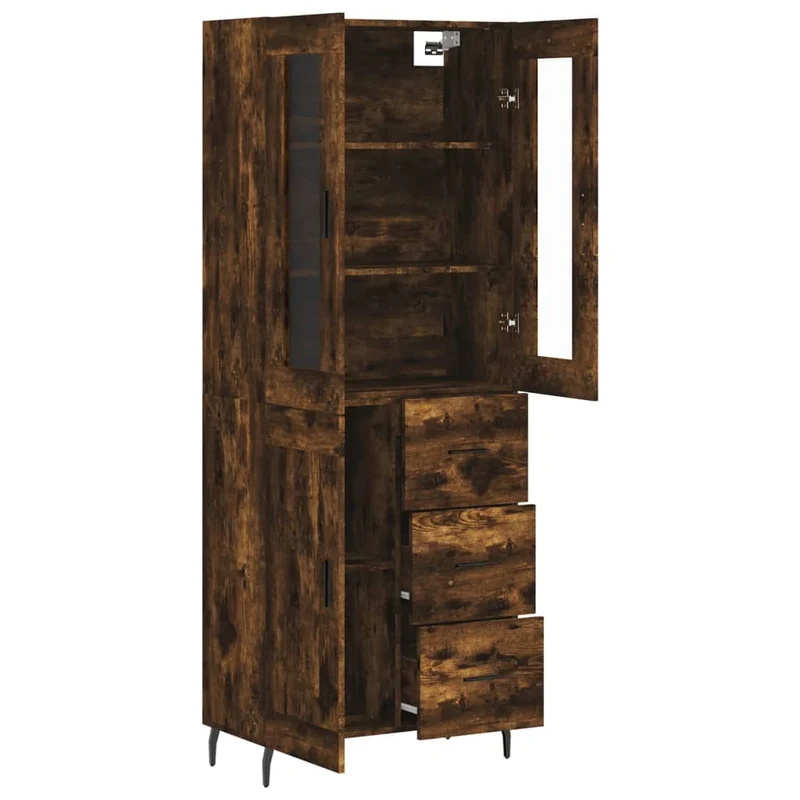 Buffet bahut commode armoire meuble de rangement organisateur cuisine salle de séjour salon haut 69,5 x 34 x 180 cm bois d'ingénierie marron 02_0033505