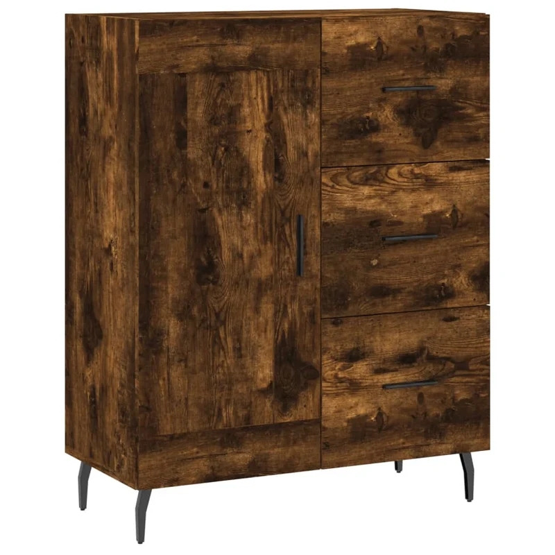 Buffet bahut commode armoire meuble de rangement organisateur cuisine salle de séjour salon haut 69,5 x 34 x 180 cm bois d'ingénierie marron 02_0033505