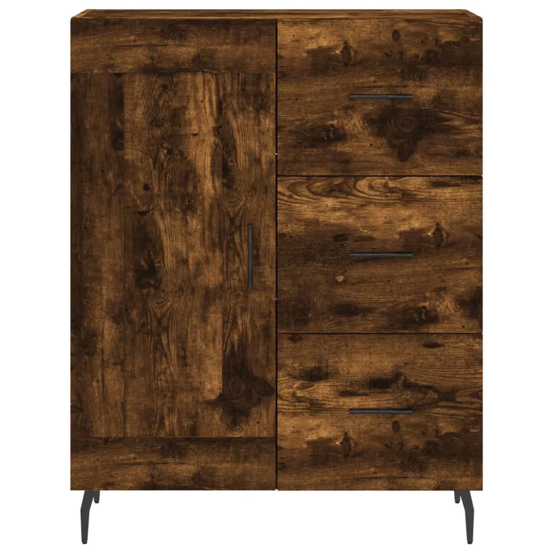 Buffet bahut commode armoire meuble de rangement organisateur cuisine salle de séjour salon haut 69,5 x 34 x 180 cm bois d'ingénierie marron 02_0033505