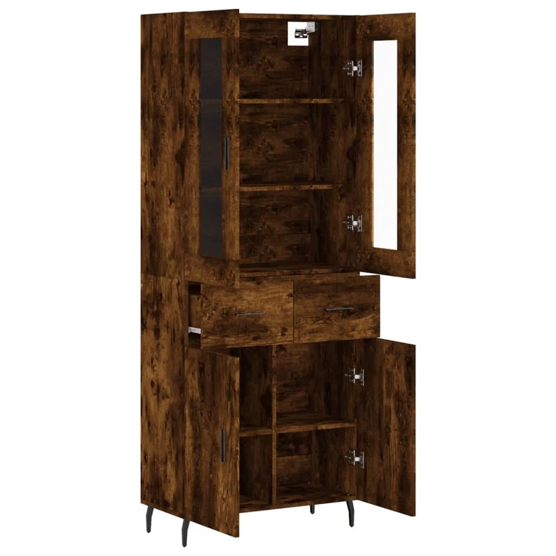 Buffet bahut commode armoire meuble de rangement organisateur cuisine salle de séjour salon haut 69,5 x 34 x 180 cm bois d'ingénierie marron 02_0033435