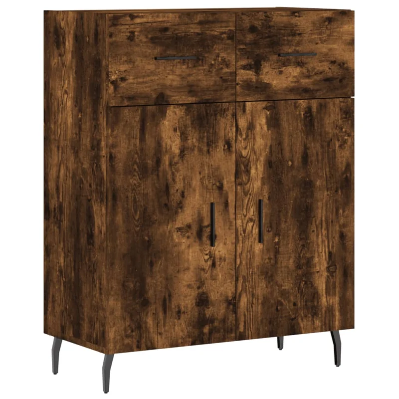 Buffet bahut commode armoire meuble de rangement organisateur cuisine salle de séjour salon haut 69,5 x 34 x 180 cm bois d'ingénierie marron 02_0033435
