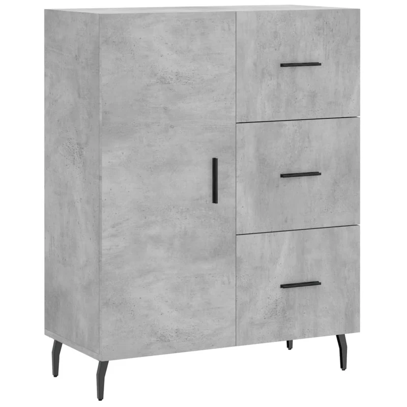 Buffet bahut commode armoire meuble de rangement organisateur cuisine salle de séjour salon haut 69,5 x 34 x 180 cm bois d'ingénierie gris 02_0034642