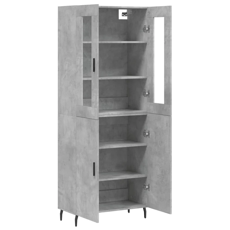 Buffet bahut commode armoire meuble de rangement organisateur cuisine salle de séjour salon haut 69,5 x 34 x 180 cm bois d'ingénierie gris 02_0034578