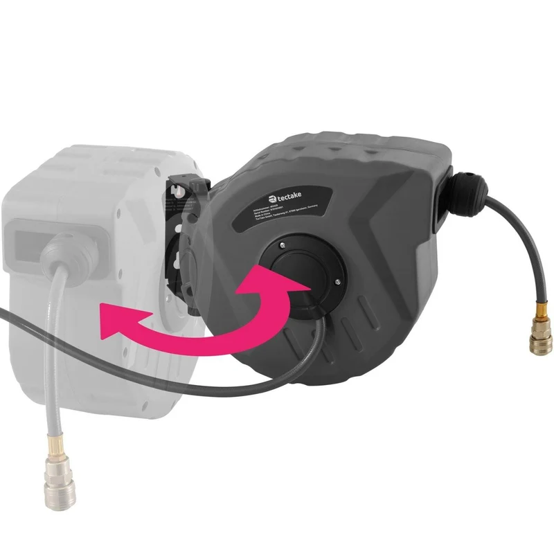 Enrouleur automatique de tuyau d'air comprimé 10 m avec raccord rapide 08_0000256