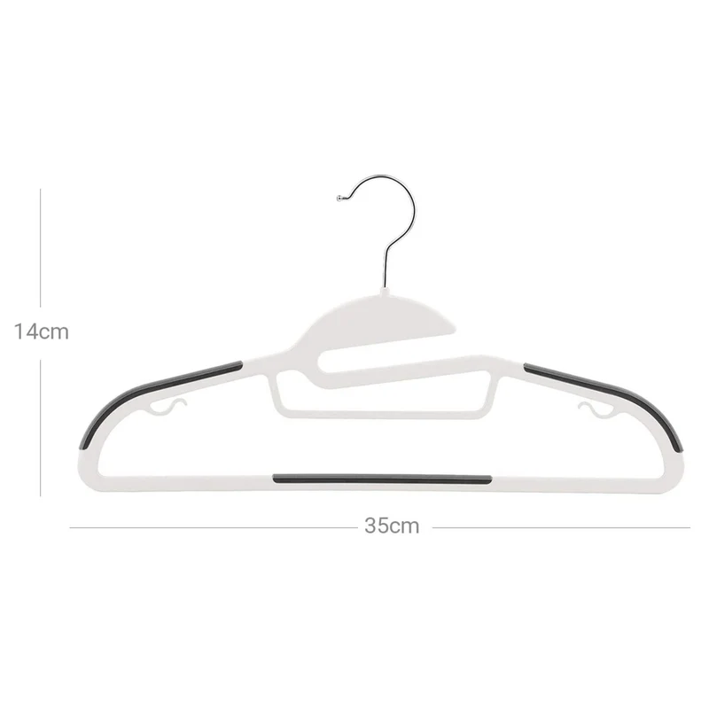 Lot de 20 cintres en plastique ouverture en s antiglisse épaisseur 0,5 cm gain de place crochet pivotant à 360º blanc et gris foncé 12_0003423