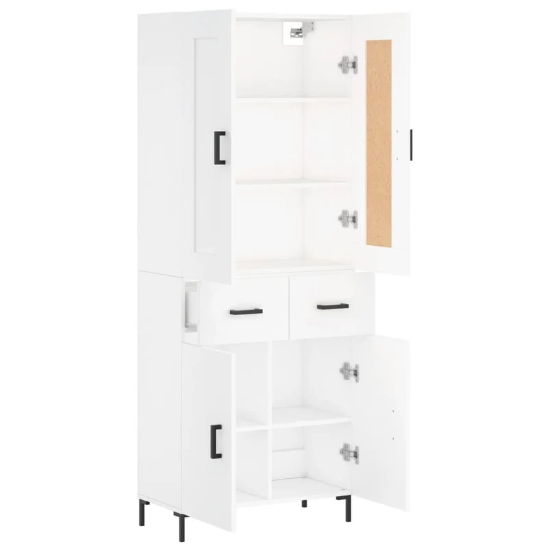 Buffet bahut commode armoire meuble de rangement organisateur cuisine salle de séjour salon haut 69,5 x 34 x 180 cm bois d'ingénierie blanc 02_0032607