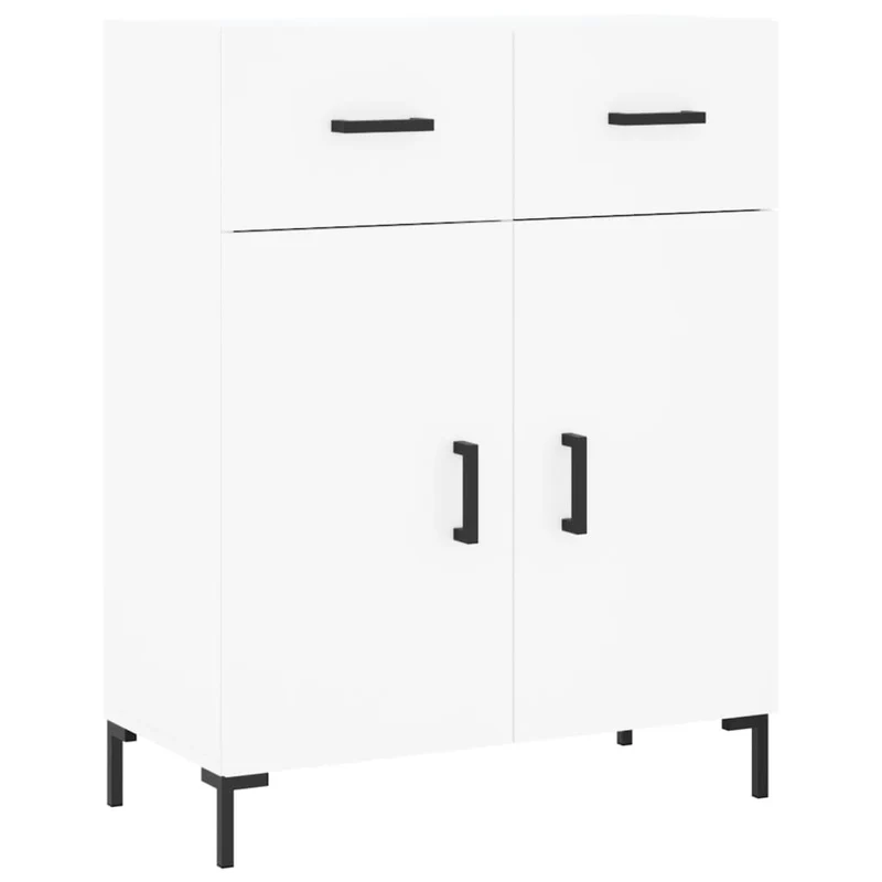 Buffet bahut commode armoire meuble de rangement organisateur cuisine salle de séjour salon haut 69,5 x 34 x 180 cm bois d'ingénierie blanc 02_0032607