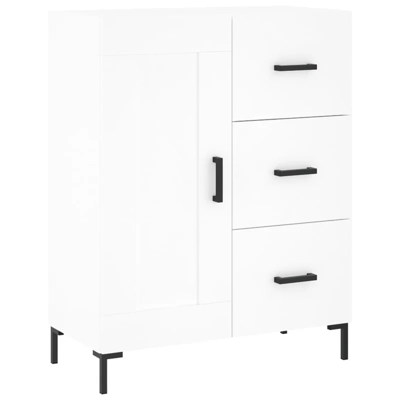 Buffet bahut commode armoire meuble de rangement organisateur cuisine salle de séjour salon haut 69,5 x 34 x 180 cm bois d'ingénierie blanc 02_0032534