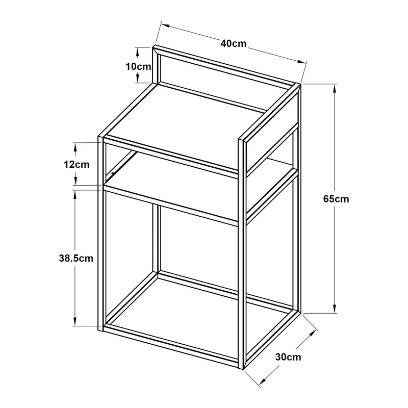 Table d'appoint acier 65 x 40 x 30 cm noir mat 03_0010949