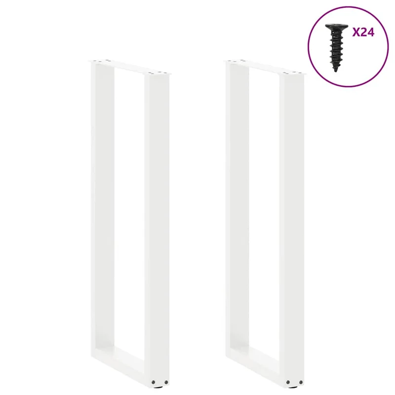 Lot de 2 pieds de table de bar en U 50 x 110-111 cm avec niveleurs réglables design moderne en acier blanc 02_0057485