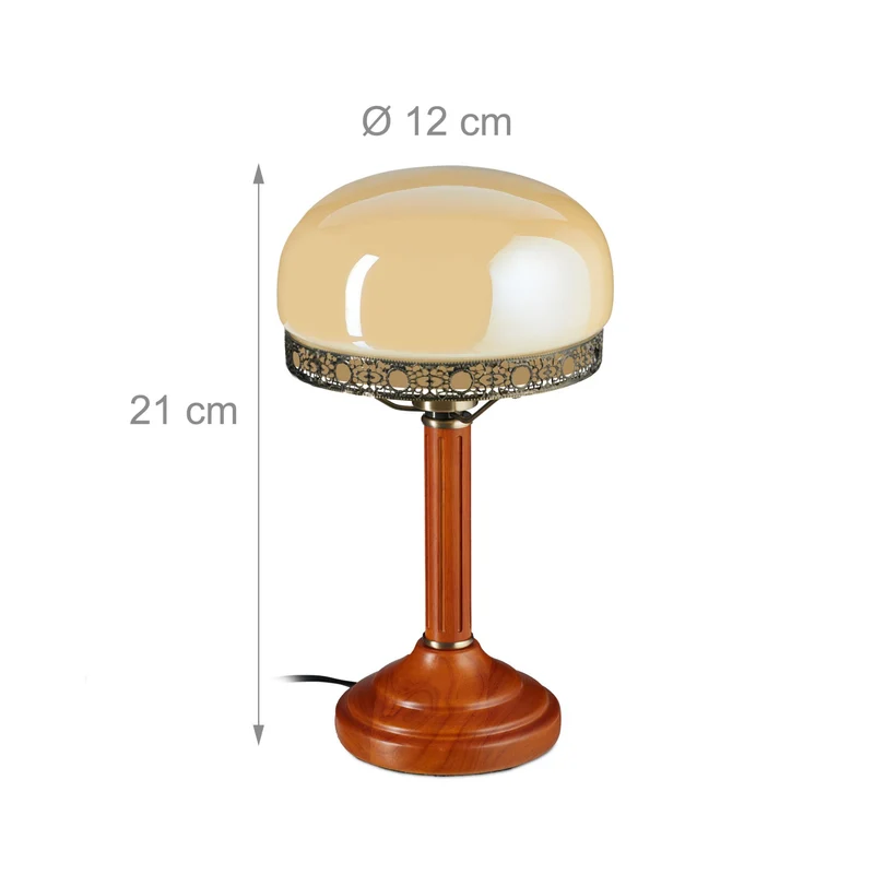 Lampe de table vintage élégante design antique 45 x 20 x 20 cm en verre beige 13_0003114