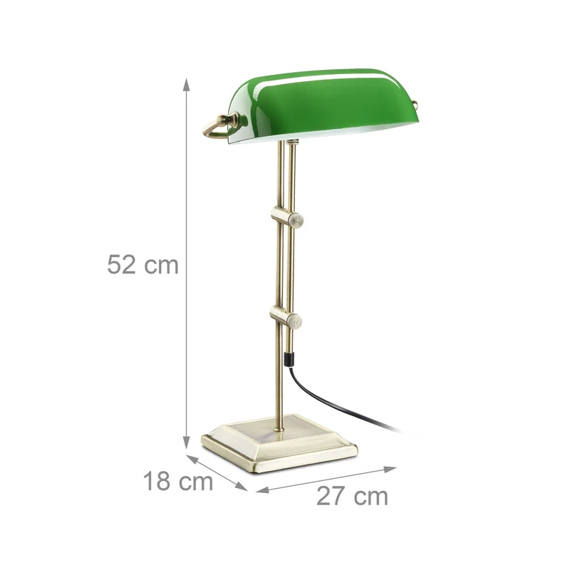 Lampe de table vintage réglable hauteur 40 x 20 x 20 cm en métal laiton vert 13_0003870