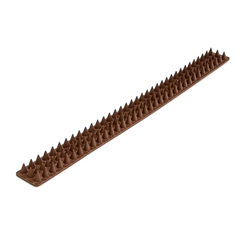 Lot de 4 panneaux de piques anti-oiseaux protection balcon 49 x 4,2 cm en plastique brun 13_0003159