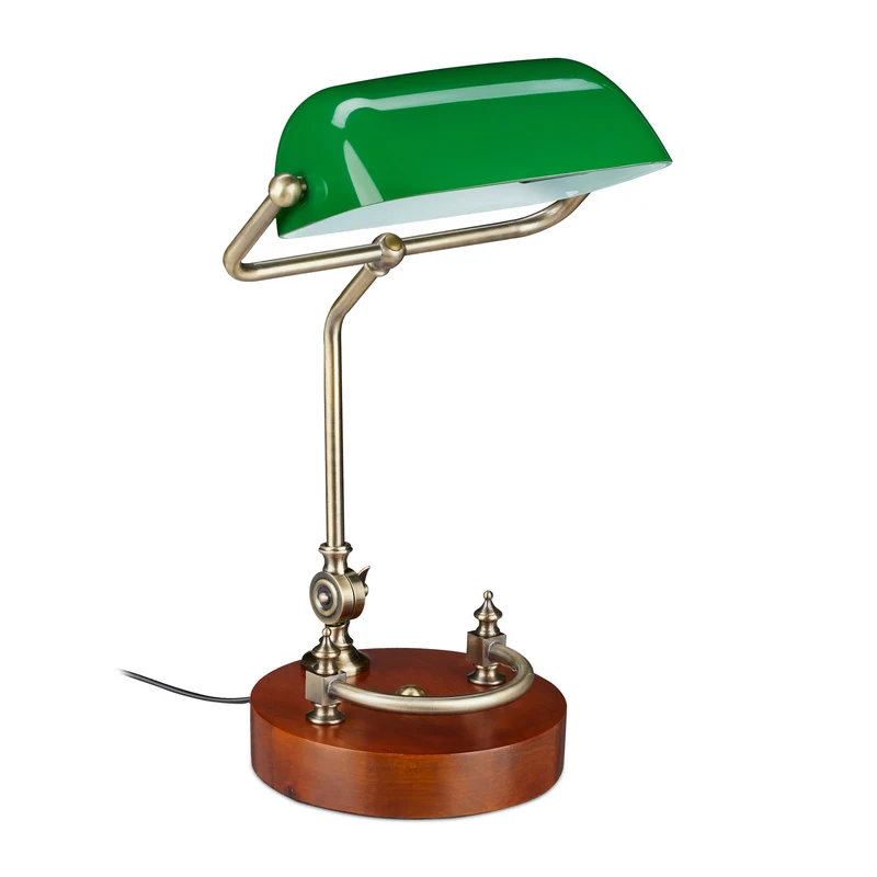 Lampe de bureau antique style Art déco inclinable 30 x 20 x 50 cm en laiton vert 13_0003112