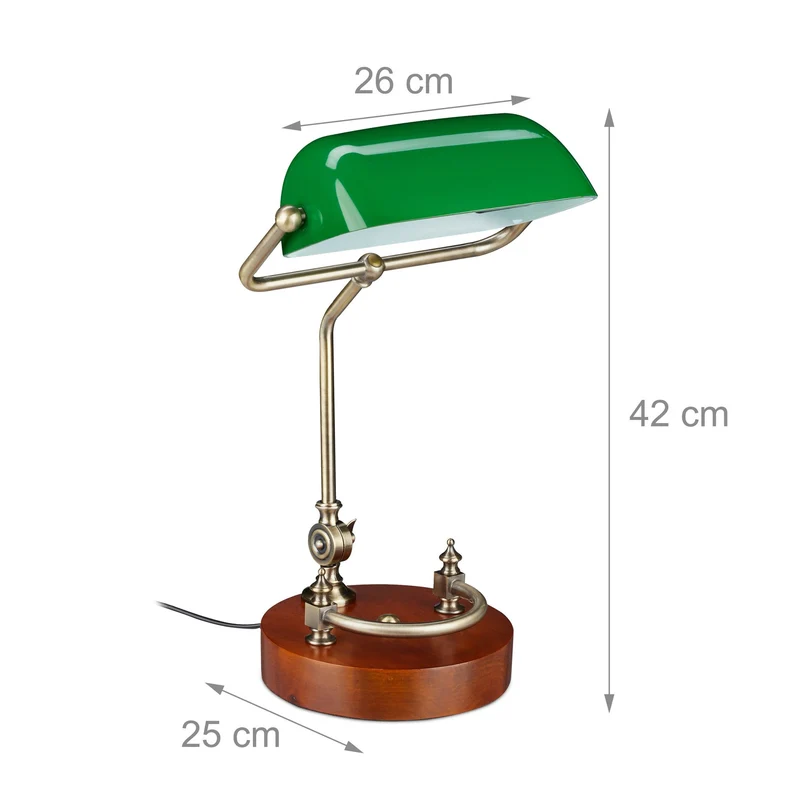 Lampe de bureau antique style Art déco inclinable 30 x 20 x 50 cm en laiton vert 13_0003112