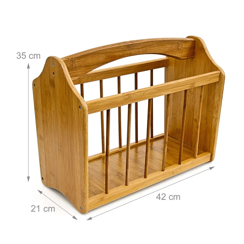 Porte-revues en bambou massif design rustique rangement efficace 40 x 30 x 30 cm en bambou naturel 13_0003108