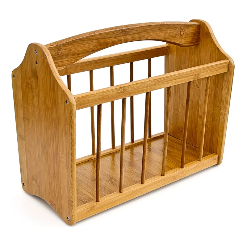 Porte-revues en bambou massif design rustique rangement efficace 40 x 30 x 30 cm en bambou naturel 13_0003108
