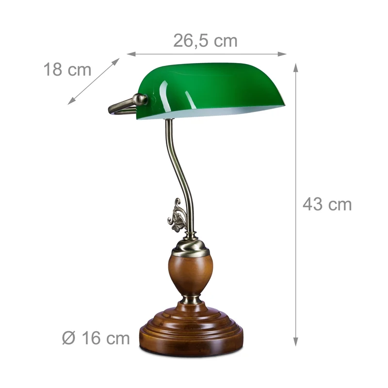 Lampe de bureau vintage réglable 30 x 20 x 15 cm design élégant ambiance cosy en bois vert 13_0003113