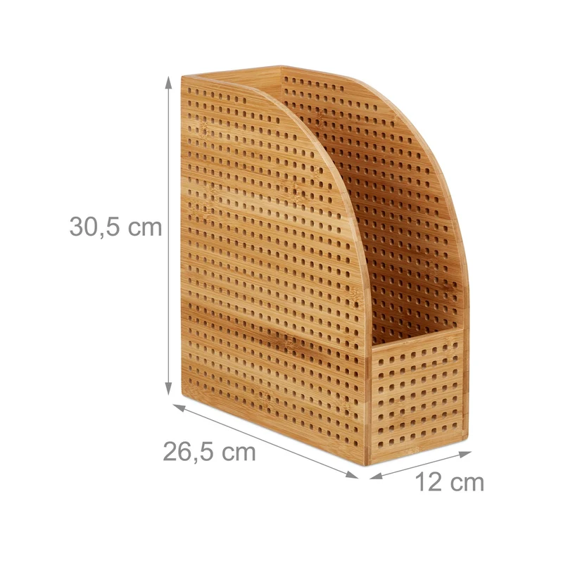 Porte-revues design moderne bureau rangement spacieux 35 x 25 x 30 cm en bambou nature 13_0004046