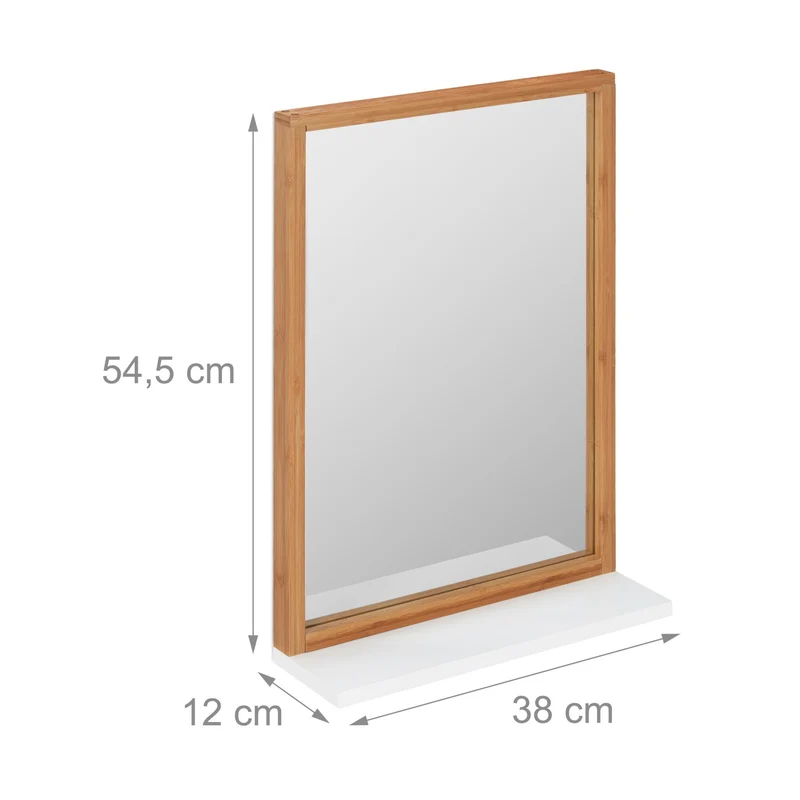 Miroir mural pratico-pratique avec tablette 60 x 40 cm en bambou naturel 13_0004212