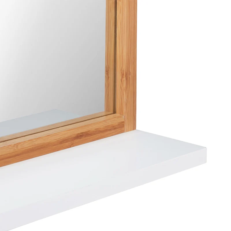 Miroir mural pratico-pratique avec tablette 60 x 40 cm en bambou naturel 13_0004212