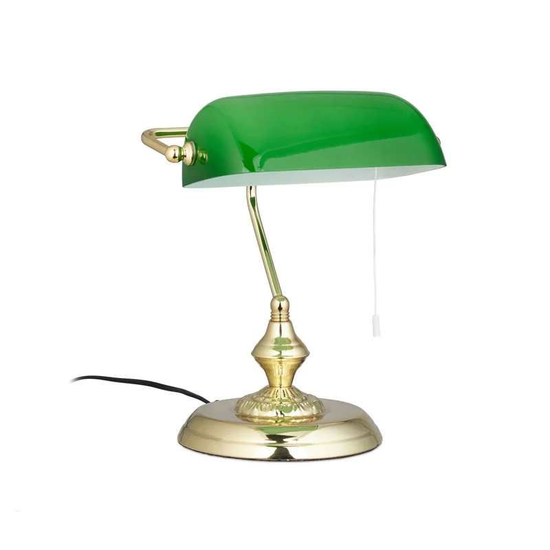 Lampe de bureau vintage design années 30 30 x 15 x 15 cm ambiance agréable socle rond en métal vert 13_0003861