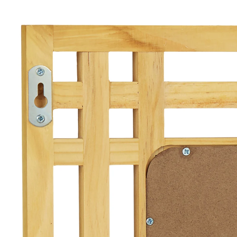 Miroir mural décoratif grand esthétique 120 x 80 cm cadre effet grille style naturel en bois de pin 13_0003377