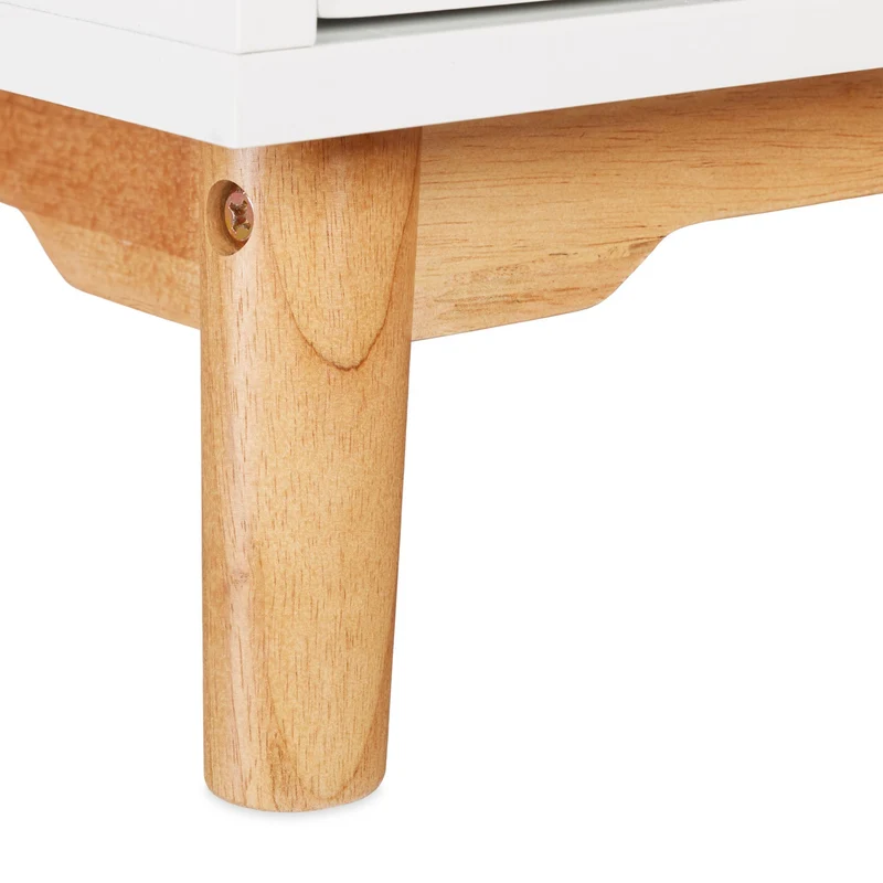 Table de chevet scandinave avec tiroir 50 x 40 x 45 cm stable et robuste ambiance cosy en MDF blanc 13_0004182
