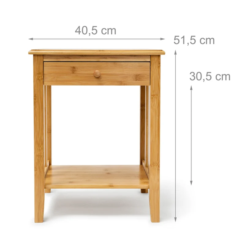 Table d'appoint pratique avec rangement 60 x 40 x 40 cm en bambou naturel 13_0003238