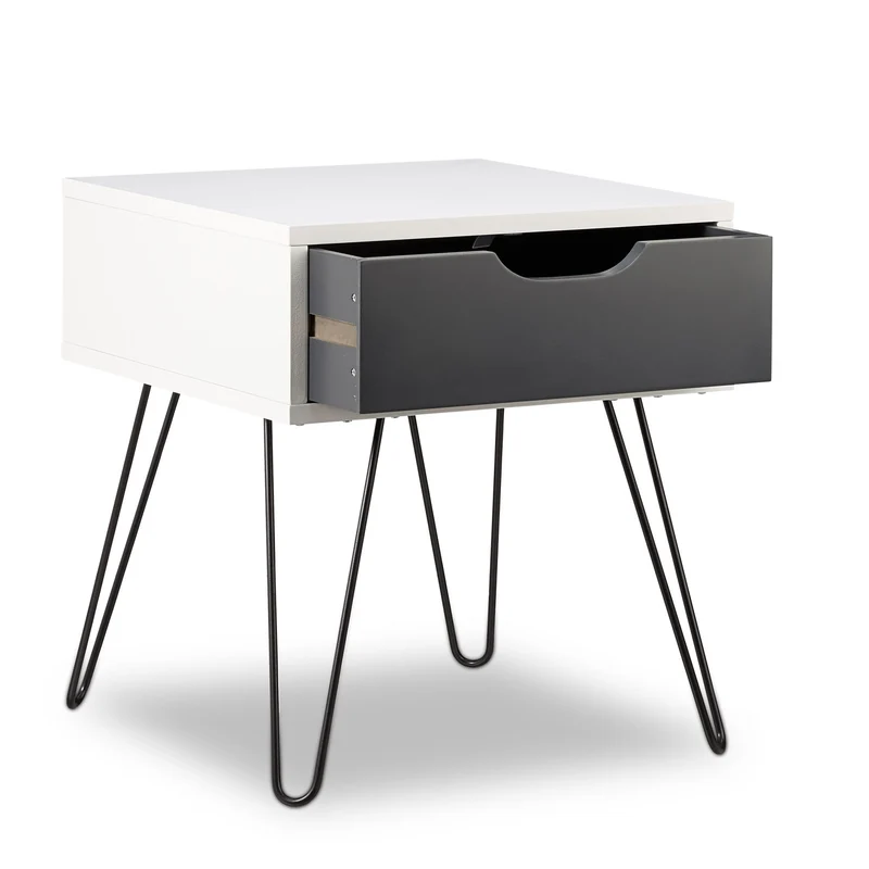 Table de chevet décorative moderne avec tiroir 40 x 30 x 40 cm ambiance cosy finition mate en MDF gris 13_0003807