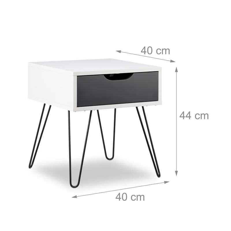 Table de chevet décorative moderne avec tiroir 40 x 30 x 40 cm ambiance cosy finition mate en MDF gris 13_0003807