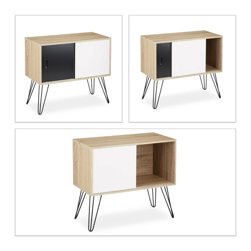 Commode rétro scandinave élégante pratique 80 x 40 x 80 cm en bois mat laqué blanc 13_0003368