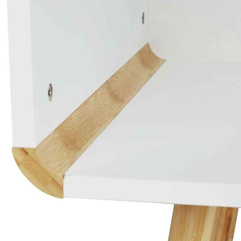 Commode lowboard arrondie rangement décoratif salon 120 x 40 x 50 cm en bambou blanc 13_0003534