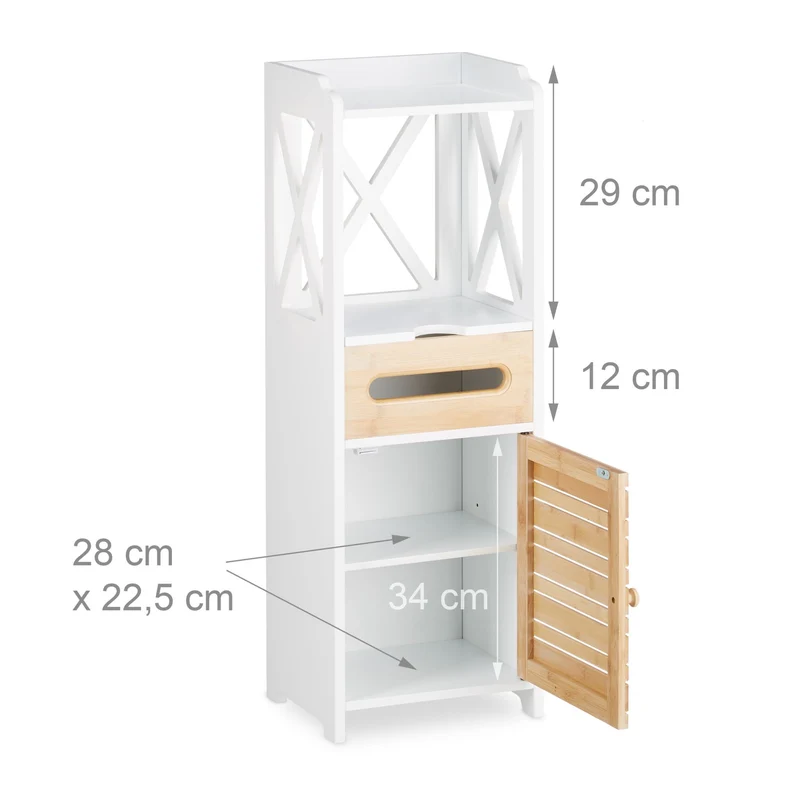 Petite armoire étagère 5 niveaux peu encombrante style maison de campagne 90 x 30 x 150 cm en bois blanc 13_0003531