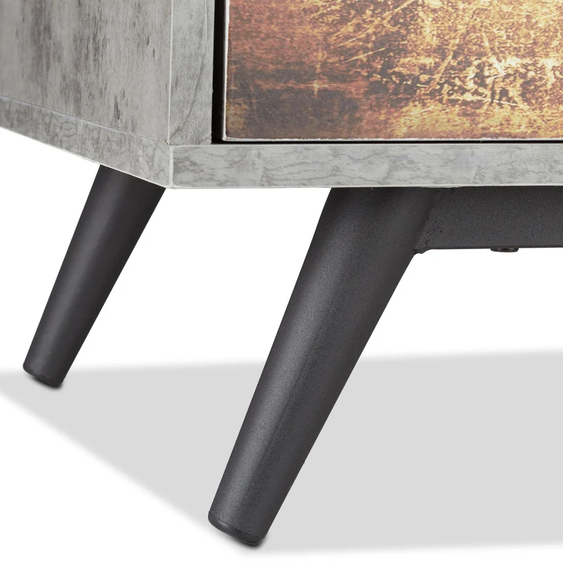 Commode vintage à 4 tiroirs décalés rangement salon chambre 80 x 40 x 90 cm en bois gris 13_0003699