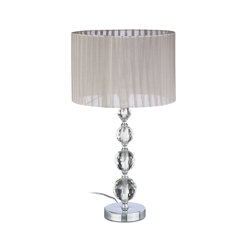 Lampe de chevet abat-jour cylindrique décorative chambre 40 x 20 cm en tissu blanc 13_0003862