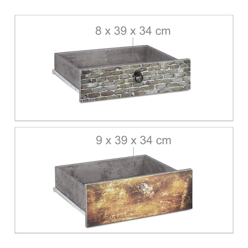 Commode vintage avec tiroirs décalés design industriel 80 x 40 x 90 cm en bois gris 13_0003700